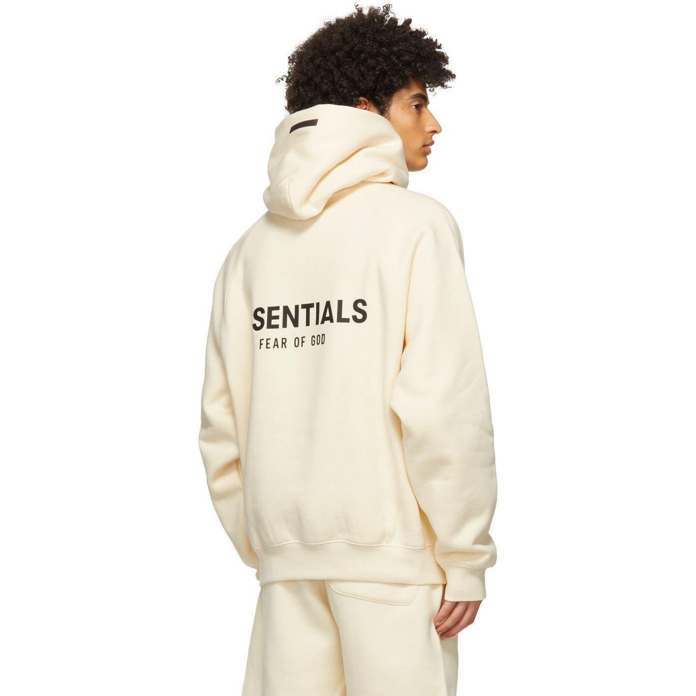 FEAR OF GOD ESSENTIALS PULLOVER HOODIE BUTTERCREAM SS21